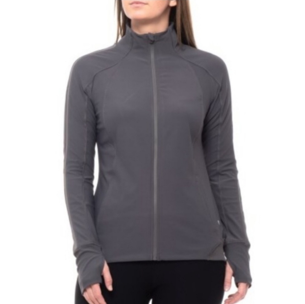 Apana Yoga Gray Thumbhole Sleeve Workout Zip Up